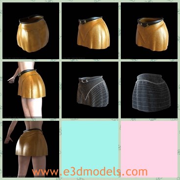 3d model the skirt made with orange color - This is a 3d model of the skirt made with orange color,which is short and sexy.The skirt has the fine materials and good shape.