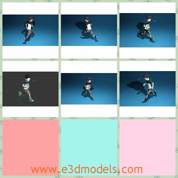 3d model the small boy is running - This is a 3d model of the small boy is running,which is small and cute.The model is rigged and he is animated.