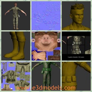 3d model the soldier - This is a 3d model of the soldier,which is presented with uniform and boots.The model is the common figure in WW2.