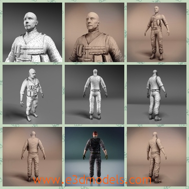 3d model the soldier - This is a 3d model of the soldier,who is bareheaded and strong.The model has no hair and there is a scar on his head.