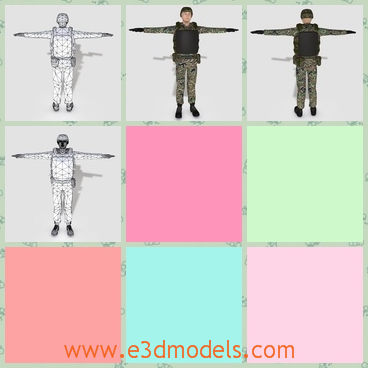 3d model the soldier in uniform - This is a 3d model of the soldier in uniform,which is  rigged and ready for animation game ready.The model was created in 3ds max 2013.
