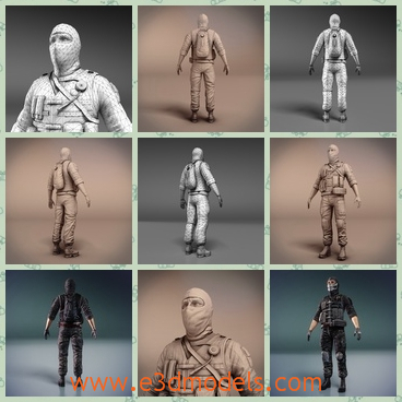 3d model the soldier with a mask - This is a 3d model of the soldier with a mask,who is strong and with a powerful weapon.