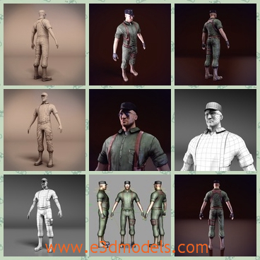 3d model the soldier with a suspender trousers - This is a 3d model of the soldier with a suspender trousers,who is strong and tall.The model has great muscles.