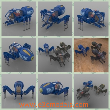 3d model the spider robot - This is a 3d model of the robotic spider,which is blue and cute.The modelis inspiredby Mother Nature and many scientists, engineers and designers.