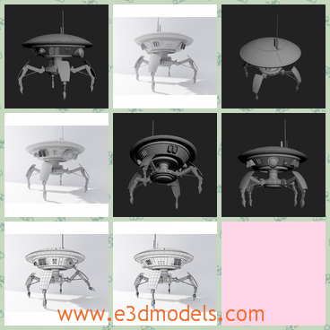 3d model the spider-shaped light - This is a 3d model of the spider-shaped light,which is white and linked with the stick.The lamp is special and outstanding.