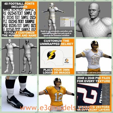 3d model the strong player - This is a 3d model of the strong player,who is tall and built according to the real ones.The player is made with a helmet,he is from America.