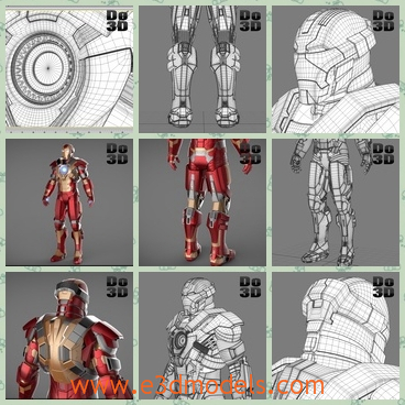 3d model the suit of an ironman - This is a 3d model of the suit of an ironman,which is the robot character.The model is strong and tall.