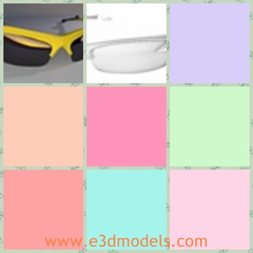 3d model the sunglasses - This is a 3d model of the sunglasses,which has yellow frame and black glasses.The model is made with good quality.