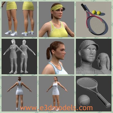 3d model the tennis player - THis is a 3d model about the tennis player,who is a sexy female standing on the ground.