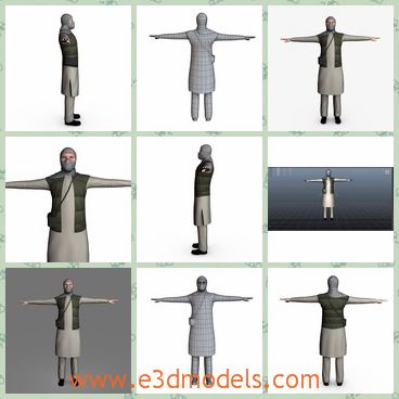 3d model the terrorist with a bag - This is a 3d model of the terrorist with a bag,who is an insurgent male from Iran.The people like this are from the Afghan and Iraq countries.