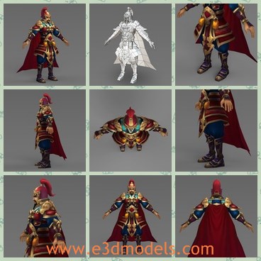 3d model the warrior with a cloak - This is a 3d model of ancient warrior,who is a fantastic Asian character in medieval time.The man is strong and brave.who also wins many battles.