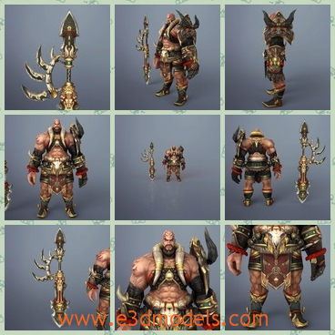 3d model the warrior with his weapon - This is a 3d model of the warrir with his weapon,which is strong and big.The giant is armored and he is the cartoon figure.