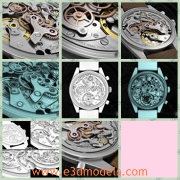 3d model the watch - This is a 3d model of the watch,which is the inside of the watch.The picture shows the exploded parts of the watch.