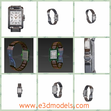 3d model the watch - This is a 3d model of the watch,which is the common wristwatch.The model is casual type made in steel materials.