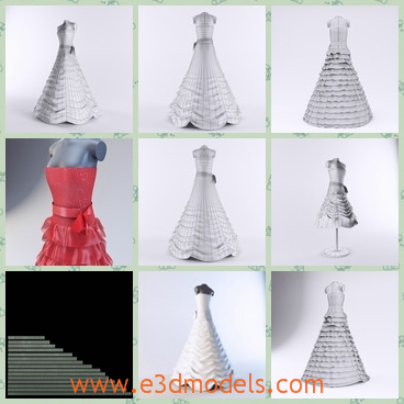 3d model the wedding dress - This is a 3d model of the wedding dress,which is white and pretty.The dress was designed for a woman who is going to get married recently.