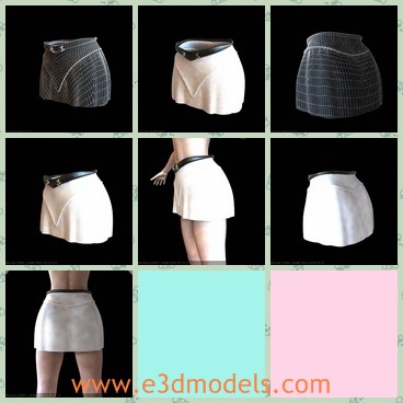 3d model the white skirt - This is a 3d model of the white skirt,which is short and made with fibre materials.The shirt is popular and sexy.