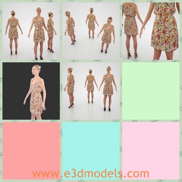 3d model the woman and the dress - This is a 3d model of the woman and the dress,who are tall and pretty.The dress is made of fibre materials.