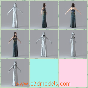 3d model the woman in a long dress - This is a 3d model of the woman in a long dress,which is pretty and normal and beautiful.The girl is pretty.