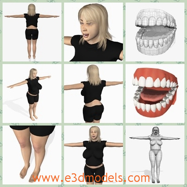 3d model the woman in black - This is a 3d mdoel of the middle-aged woman in black,who is fat and angry.She is standing on the floor barefooted and the body is so big.
