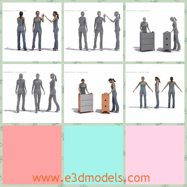 3d model the woman in jeans - This is a 3d model of the woman in jeans,who is walking and with high-heeled shoes.The model is created with vest.