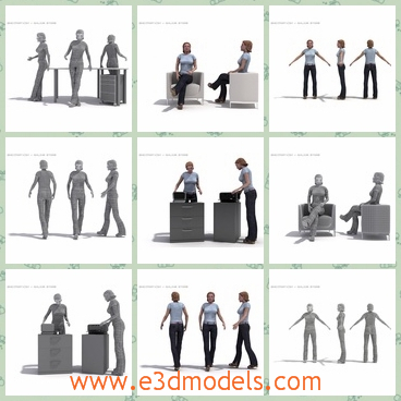3d model the woman in the office - This is a 3d model of the woman in the office,who is tall and slender.She is the leader of the company.