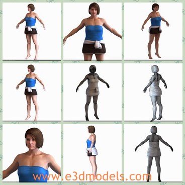 3d model the woman Jill - This is a 3d model of the woman Jill,who is standing bare foot on the floor.The woman has short hair and plump boby.