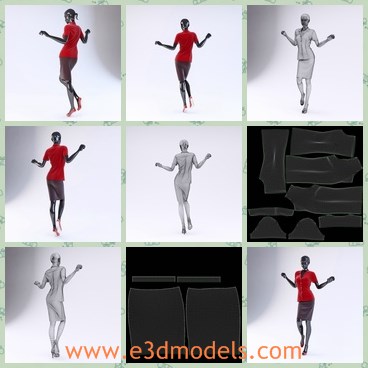 3d model the woman mannequin - This is a 3d model of the woman mannequin with red blouse and high heels.The model is sexy and hot.