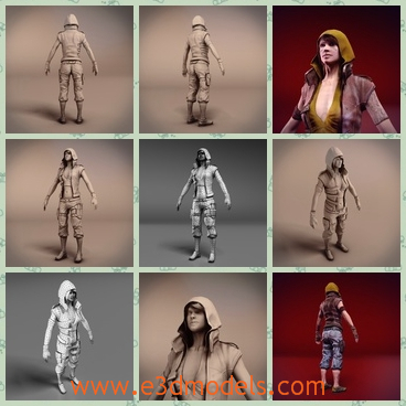 3d model the woman warrior - This is a 3d model of the woman warrior,who has a cover on her head.The model is pretty and sexy.