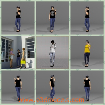 3d model the woman with a t-shirt - This is a 3d model of the woman with a t-shirt,who is standing on the floor and who is smoking and pretty.