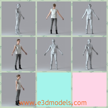 3d model the woman with casual clothes - This is a 3d model of the woman with casual clothes,who is standing on the ground with her hands strenching,