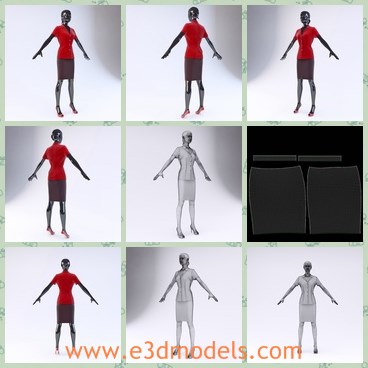3d model the woman with red shirt - This is a 3d model of the woman with red shirt,which is a mannequin in the showroom.The model can be easily modified.