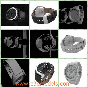 3d model the wristwatch - This is a 3d model of the wristwatch,which is the male brand.The model is created with the turbosmooth,which can be turned on and off with the button.