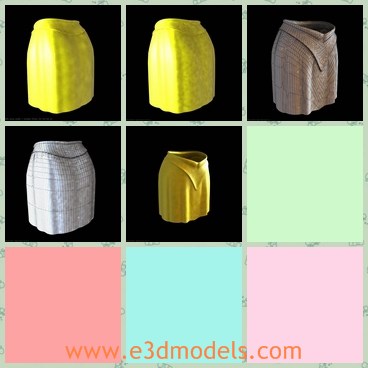 3d model the yellow skirt - This is a 3d model of the yellow skirt,which is sexy and in good quality.The model has the ornament on the front.