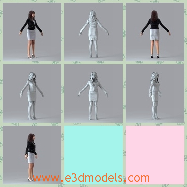 3d model the young businessowoman - This is a 3d model of the young businesswoman,who has the business suit in her.The character is pretty and charming.