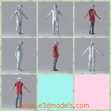 3d model the young guy in the T-shirt - This is a 3d model of the young guy in the 
T-shirt,who is coming from European countries.The jeans and T-shirt are the casual clothes.