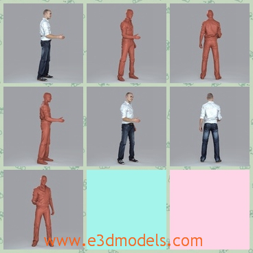 3d model the young guy wants to shake hands - This is a 3d model of the young guy wants to shake hands,who has jeans and shirt.The model is normal one of the real man.