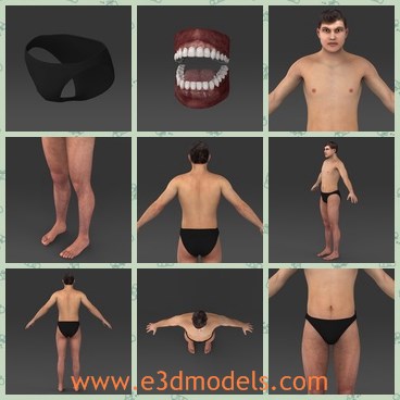 3d model the young guy with a pant - This is a 3d model of the young guy with a pant,who is standing on the ground and with the naked breast.