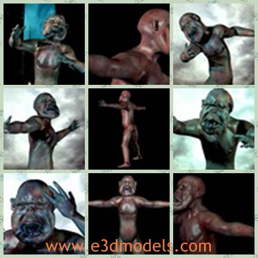 3d model the zombie - This is a 3d model of the zombie,which is fantastic and horrible.The model has ugly and horrible face.