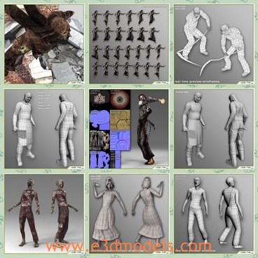 3d model the zombies - This is a 3d model of the zombies,which is horrible and undead.The model are suitable for videogames and real-time technology.