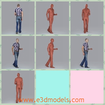 3d model thw walking man - This is a 3d model of th walking man,who has the jeans and shirt.The model is real and cool.