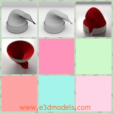 3d models of a Santa hat - These 3d models are about a Santa hat which is red in most part but the tip and the lower part are white.