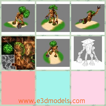 3d models of low poly character - These are 3d models which are about a low poly game character. It has brown skin and thick green hair.