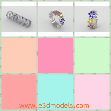3d models of two enamel rings - There are two 3d models which are enamel rings. One of the ring looks like many colorful flowers linked together.