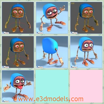 3d modelthe cartoon character - This is a 3d model of the cartoon character,which is an alien.The model has a big head but thin and small arms and legs.