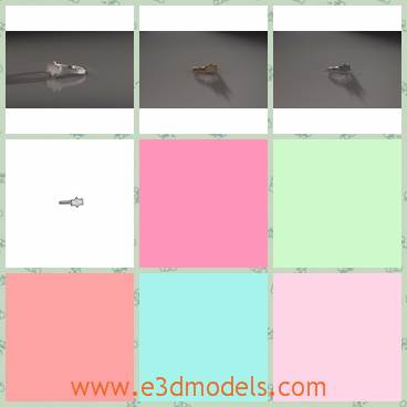 3d modelthe ring with a jewelry - This is a 3d model of the ring with a jewelry,which is the symbol of the wedding.The ring is realistic.