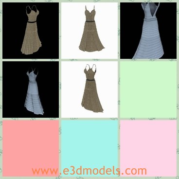 d model the dress - This is a 3d model of the dress,which is long and elegant.The dress is the evening gown made for women.