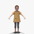 3d model a little girl in a yellow dress