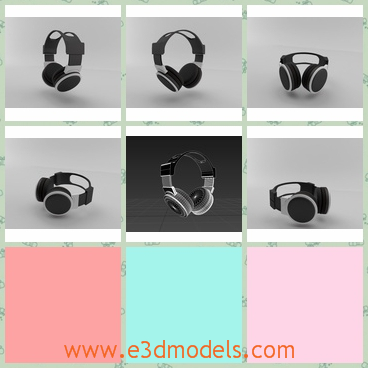 3d model headphones in black - This is a 3d model of the headphones in black,which is small but cute.The model is useful in the listenning classes.