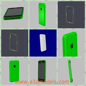 3d model iphone in green - This is a 3d model of the iphone in green,which has a touchcreen and the phone is popular around the world.