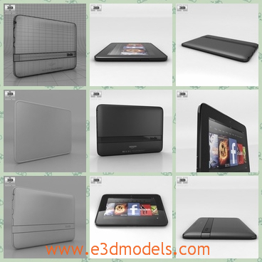 3d model of Amazon kindle fire e reader - The 3d model is about an Amazon kindle fire e reader. Mterials of objects are easy to be modified or removed and standard parts are easy to be replaced.